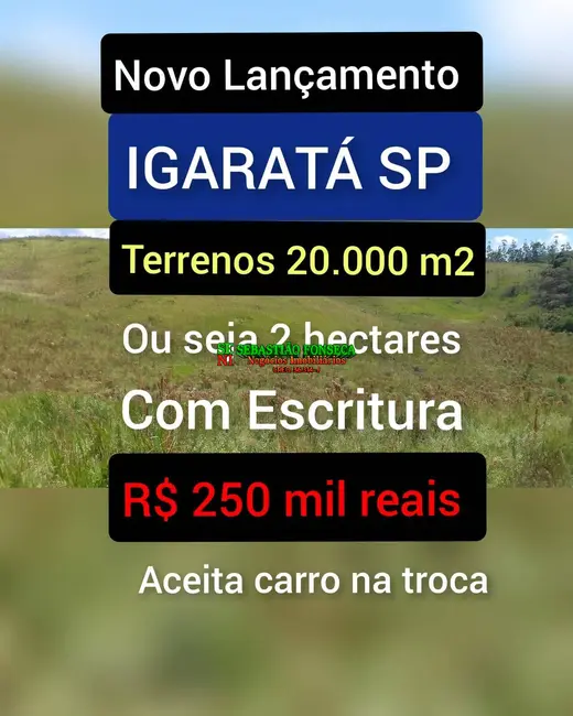 Foto 1 de Sítio / Rancho à venda, 20000m2 em Centro, Igarata - SP