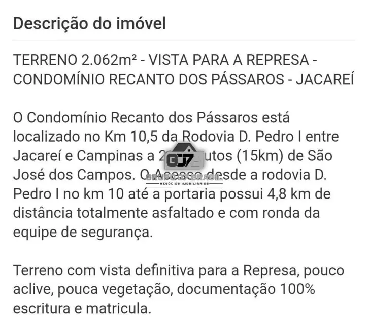 Foto 6 de Lote de Condomínio à venda, 2062m2 em Chácaras Condomínio Recanto Pássaros II, Jacarei - SP