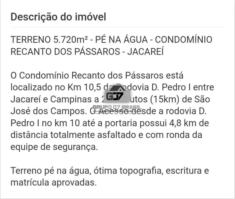 Foto 4 de Lote de Condomínio à venda, 5720m2 em Chácaras Condomínio Recanto Pássaros II, Jacarei - SP