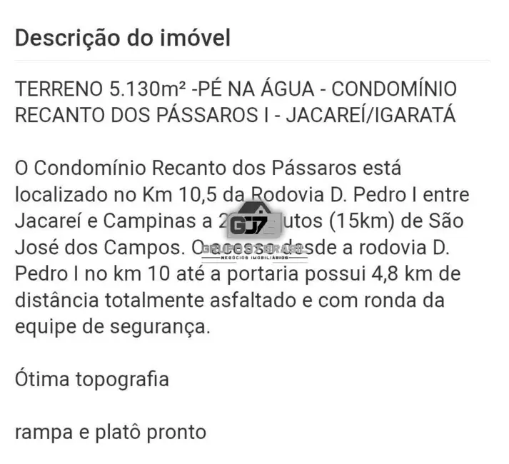 Foto 9 de Lote de Condomínio à venda, 5130m2 em Chácaras Condomínio Recanto Pássaros II, Jacarei - SP