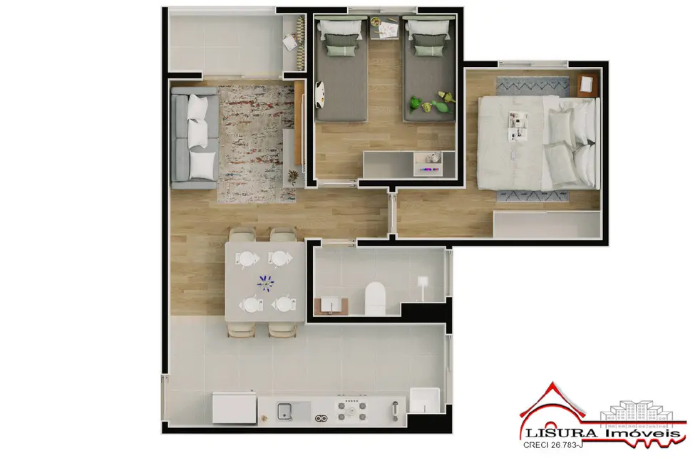 Foto 6 de Apartamento com 2 quartos à venda, 47m2 em Loteamento Jardim Sol Nascente, Jacarei - SP