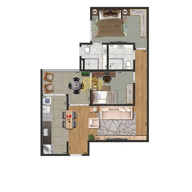 Apartamento com 3 quartos à venda, 73m2 em Sao Jose Dos Campos - SP - imagem 3 Foto 3 de Apartamento com 3 quartos à venda, 73m2 em Sao Jose Dos Campos - SP