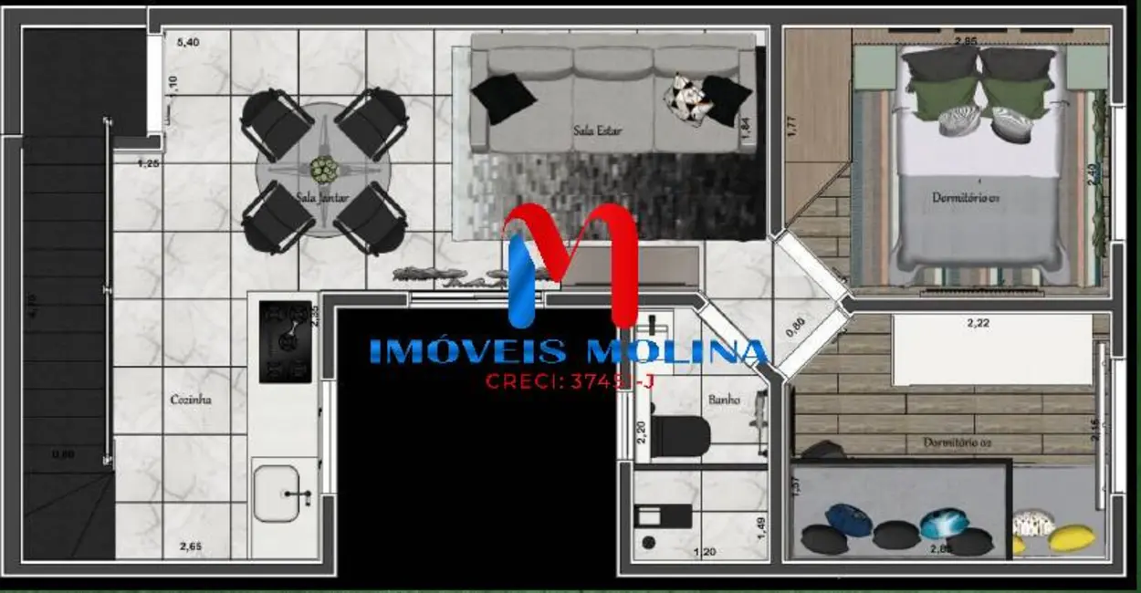 Foto 2 de Apartamento com 2 quartos à venda, 75m2 em Santa Maria, Santo Andre - SP