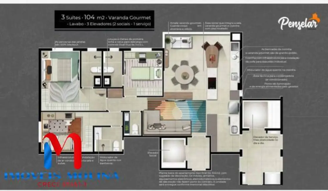 Foto 9 de Apartamento com 3 quartos à venda, 104m2 em Santa Paula, Sao Caetano Do Sul - SP