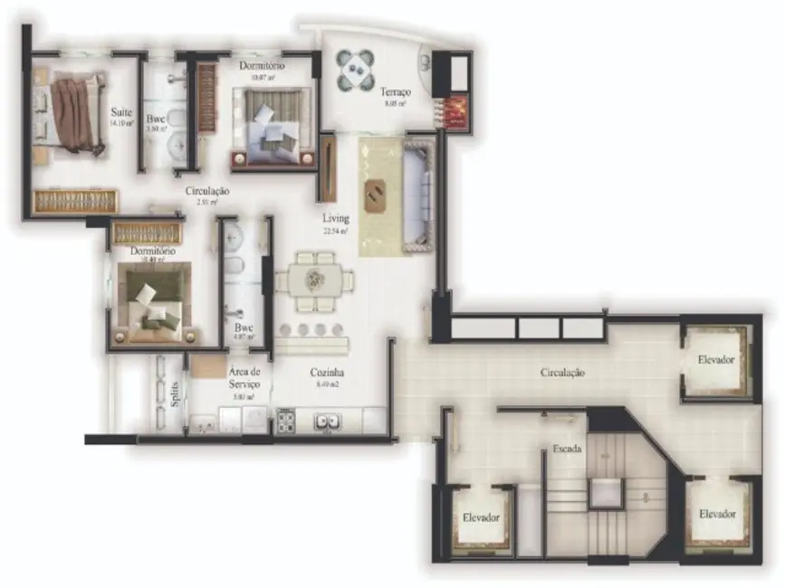 Apartamento com 3 quartos à venda, 123m2 em Fazenda, Itajai - SC - imagem 4 Foto 4 de Apartamento com 3 quartos à venda, 123m2 em Fazenda, Itajai - SC