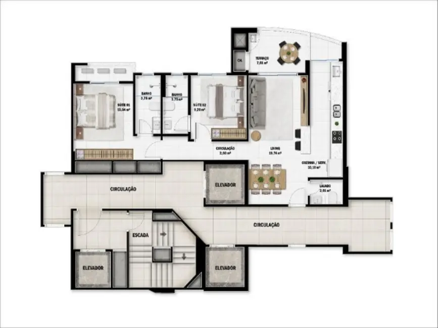 Apartamento com 3 quartos à venda, 123m2 em Fazenda, Itajai - SC - imagem 3 Foto 3 de Apartamento com 3 quartos à venda, 123m2 em Fazenda, Itajai - SC