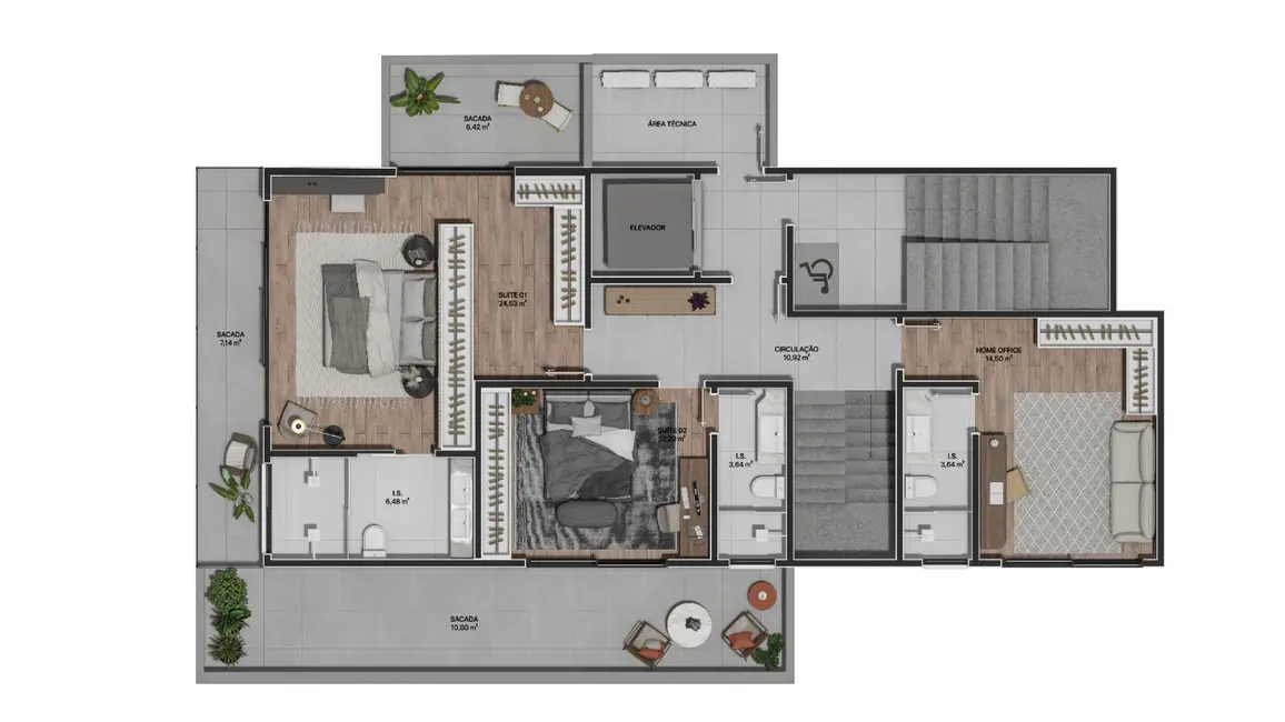 Apartamento com 4 quartos à venda, 264m2 em Itajai - SC - imagem 9 Foto 9 de Apartamento com 4 quartos à venda, 264m2 em Itajai - SC