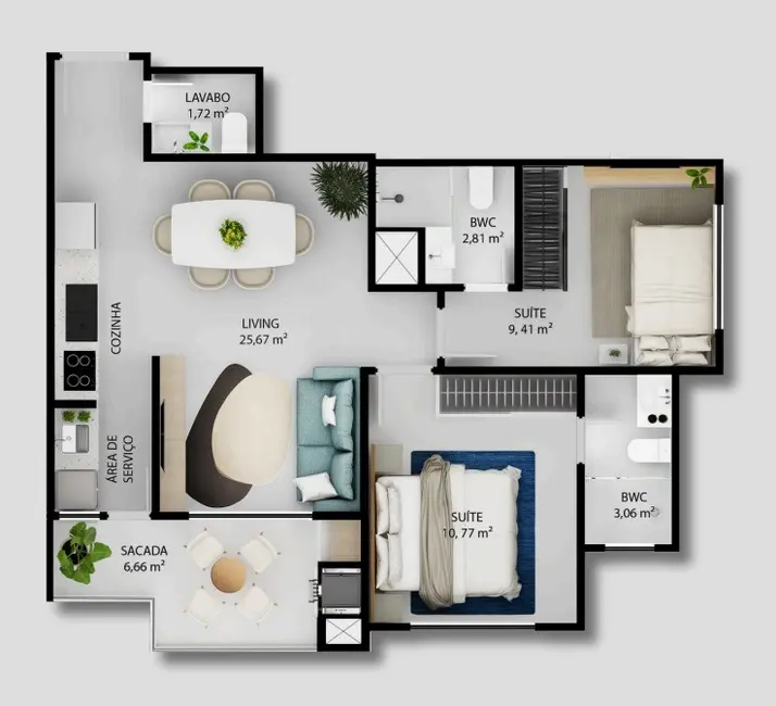 Foto 6 de Apartamento com 2 quartos à venda, 62m2 em Nações, Balneario Camboriu - SC