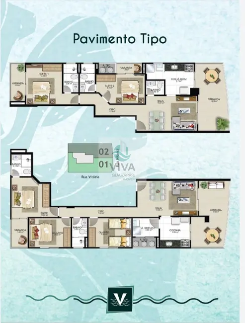 Apartamento com 3 quartos à venda, 102m2 em Praia do Morro, Guarapari - ES - imagem 8 Foto 8 de Apartamento com 3 quartos à venda, 102m2 em Praia do Morro, Guarapari - ES