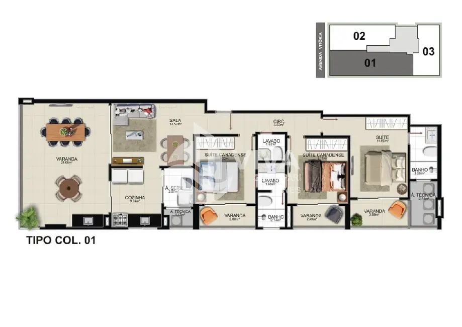 Apartamento com 3 quartos à venda, 176m2 em Praia do Morro, Guarapari - ES - imagem 9 Foto 9 de Apartamento com 3 quartos à venda, 176m2 em Praia do Morro, Guarapari - ES