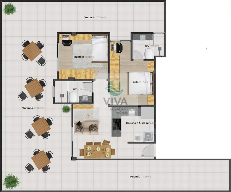 Apartamento com 2 quartos à venda, 128m2 em Praia do Morro, Guarapari - ES - imagem 4 Foto 4 de Apartamento com 2 quartos à venda, 128m2 em Praia do Morro, Guarapari - ES