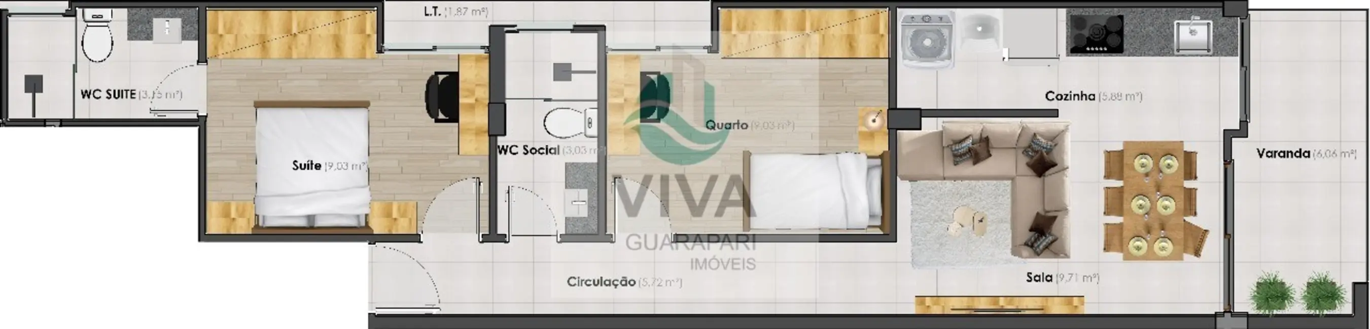 Apartamento com 2 quartos à venda, 128m2 em Praia do Morro, Guarapari - ES - imagem 7 Foto 7 de Apartamento com 2 quartos à venda, 128m2 em Praia do Morro, Guarapari - ES