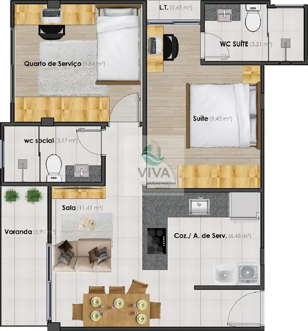 Apartamento com 2 quartos à venda, 128m2 em Praia do Morro, Guarapari - ES - imagem 5 Foto 5 de Apartamento com 2 quartos à venda, 128m2 em Praia do Morro, Guarapari - ES