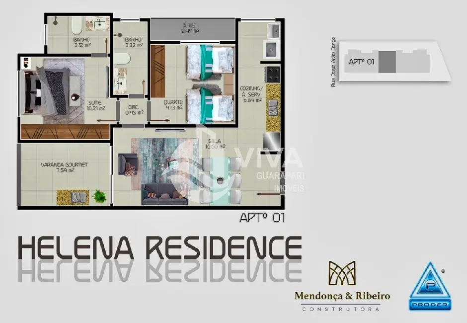 Apartamento com 2 quartos à venda, 60m2 em Muquiçaba, Guarapari - ES - imagem 4 Foto 4 de Apartamento com 2 quartos à venda, 60m2 em Muquiçaba, Guarapari - ES