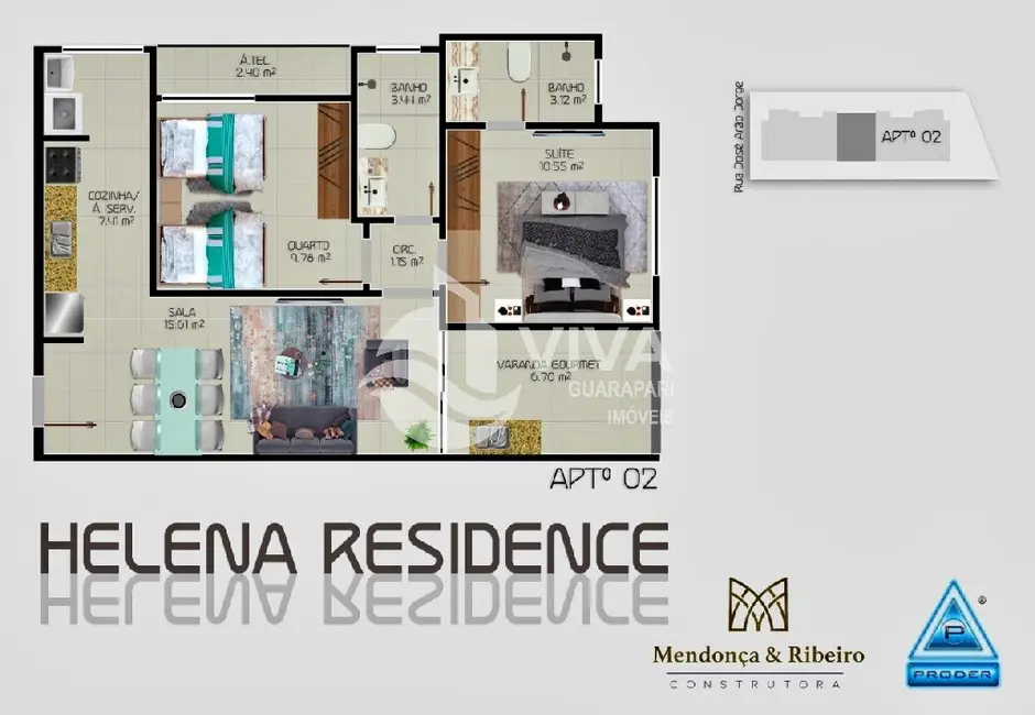 Apartamento com 2 quartos à venda, 60m2 em Muquiçaba, Guarapari - ES - imagem 7 Foto 7 de Apartamento com 2 quartos à venda, 60m2 em Muquiçaba, Guarapari - ES