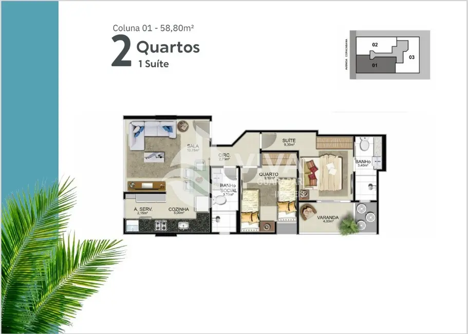 Foto 7 de Apartamento com 2 quartos à venda, 60m2 em Praia do Morro, Guarapari - ES