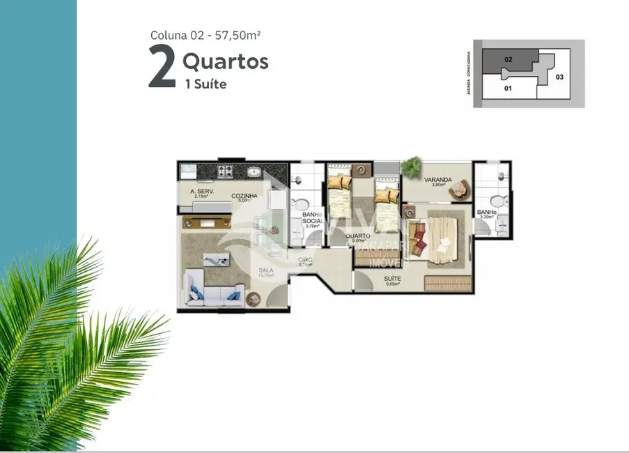 Foto 8 de Apartamento com 2 quartos à venda, 60m2 em Praia do Morro, Guarapari - ES