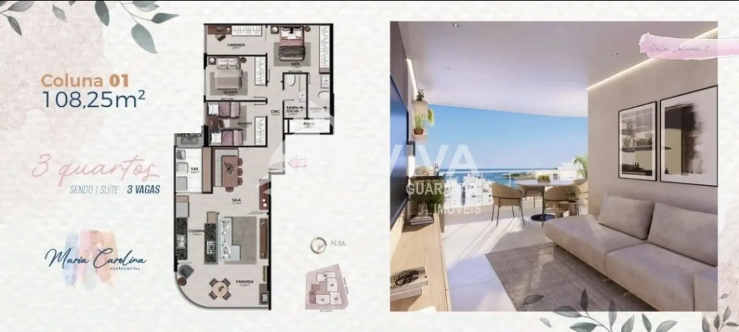 Foto 4 de Apartamento com 3 quartos à venda, 106m2 em Praia do Morro, Guarapari - ES