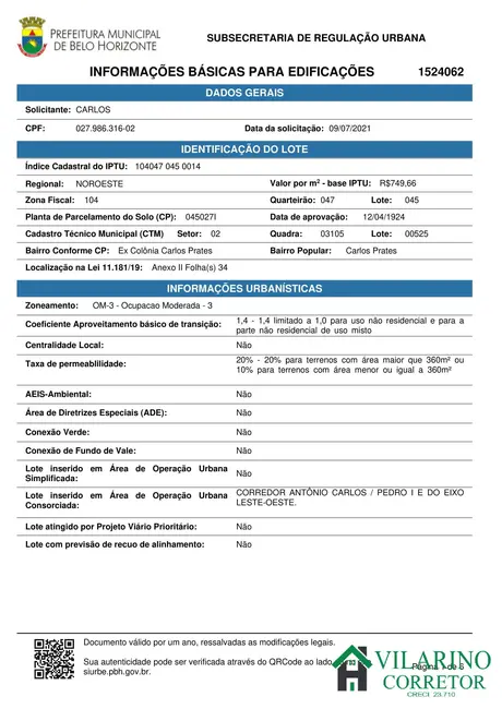 Terreno / Lote à venda, 656m2 em Carlos Prates, Belo Horizonte - MG - imagem 8 Foto 8 de Terreno / Lote à venda, 656m2 em Carlos Prates, Belo Horizonte - MG