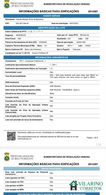 Terreno / Lote à venda, 720m2 em Palmares, Belo Horizonte - MG - imagem 8 Foto 8 de Terreno / Lote à venda, 720m2 em Palmares, Belo Horizonte - MG