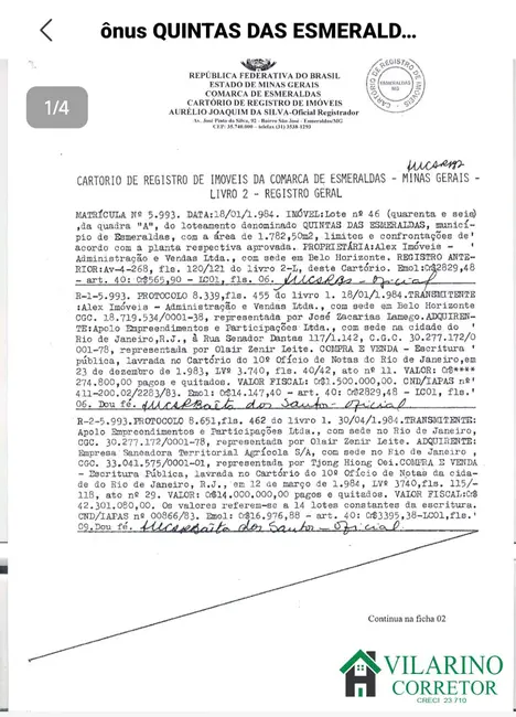 Foto 9 de Terreno / Lote à venda em Esmeraldas - MG