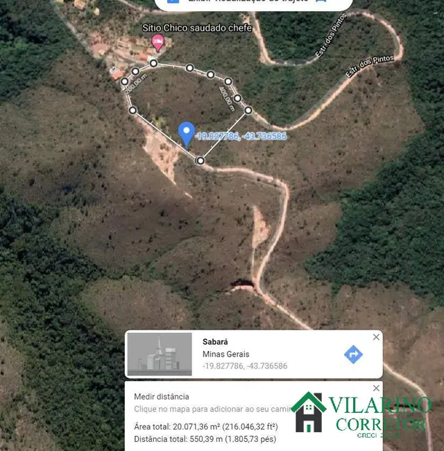 Foto 1 de Sítio / Rancho à venda, 20m2 em Sabara - MG