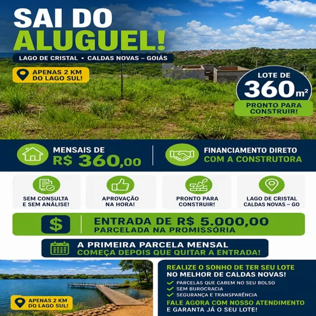 Foto 1 de Terreno / Lote à venda, 360m2 em Caldas Novas - GO