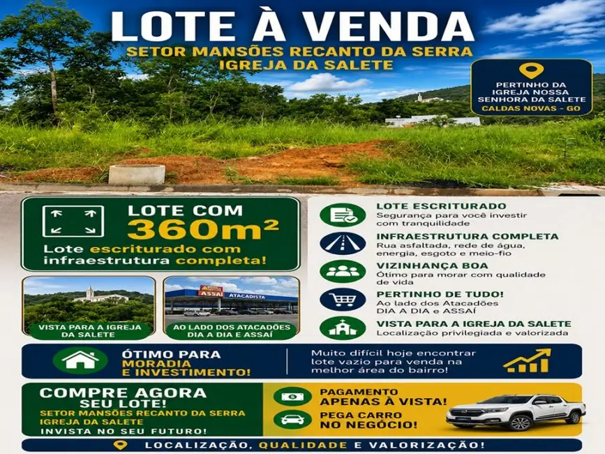 Foto 1 de Terreno / Lote à venda, 360m2 em Caldas Novas - GO
