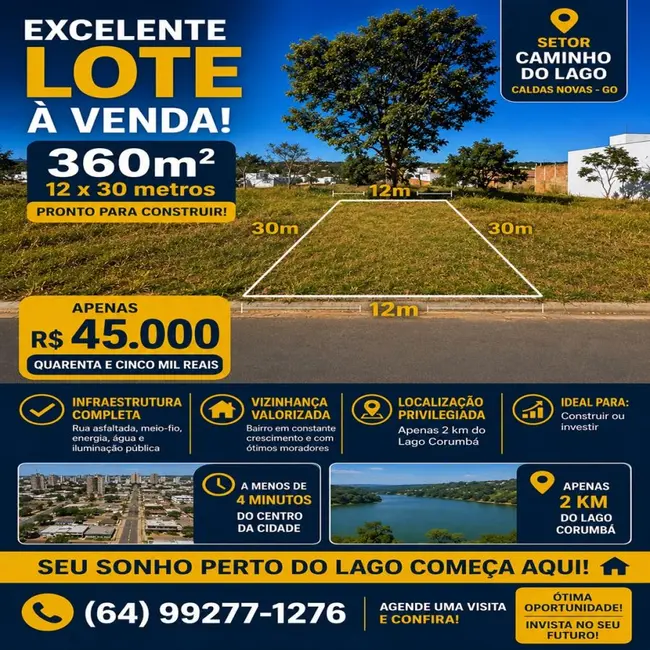 Foto 1 de Terreno / Lote à venda, 360m2 em Caldas Novas - GO