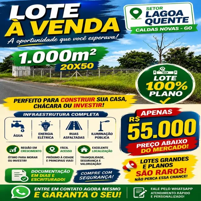 Foto 1 de Terreno / Lote à venda, 1000m2 em Caldas Novas - GO