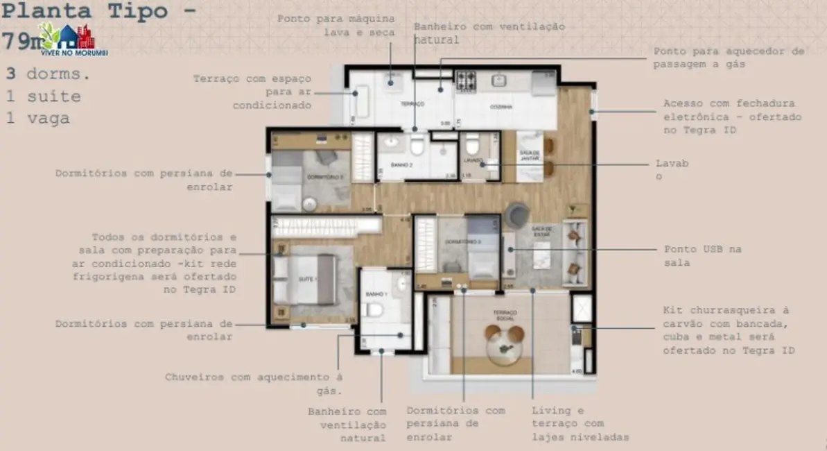 Apartamento com 3 quartos à venda, 79m2 em Vila Cruzeiro, São Paulo - SP - imagem 4 Foto 4 de Apartamento com 3 quartos à venda, 79m2 em Vila Cruzeiro, São Paulo - SP