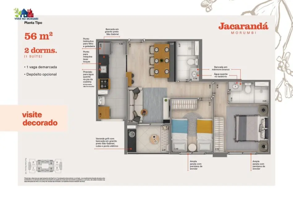 Foto 2 de Apartamento com 2 quartos à venda, 56m2 em Vila Andrade, São Paulo - SP