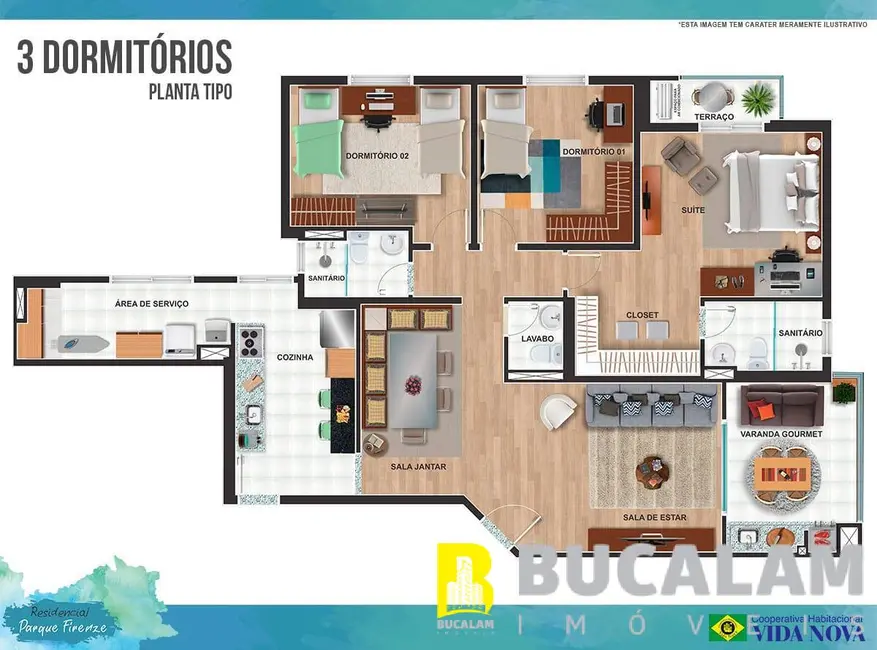 Foto 2 de Apartamento com 3 quartos à venda, 125m2 em Embu Das Artes - SP