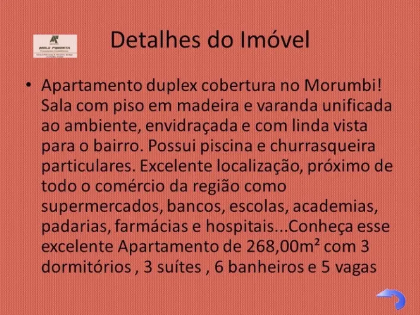 Cobertura com 3 quartos à venda, 268m2 em Morumbi, São Paulo - SP - imagem 7 Foto 7 de Cobertura com 3 quartos à venda, 268m2 em Morumbi, São Paulo - SP