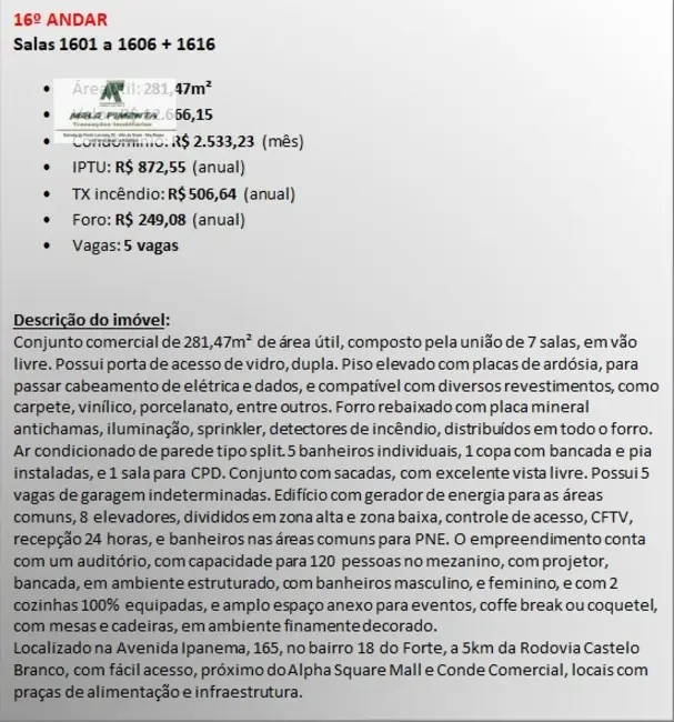 Foto 3 de Sala Comercial para alugar, 281m2 em Alphaville Empresarial, Barueri - SP