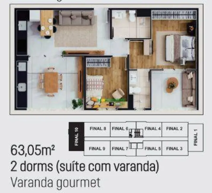 Foto 1 de Apartamento com 2 quartos à venda, 64m2 em Sao Jose Dos Campos - SP