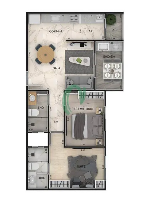 Foto 1 de Apartamento com 2 quartos à venda, 59m2 em Mirim, Praia Grande - SP