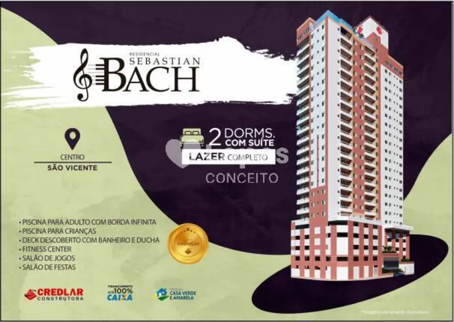 Foto 1 de Apartamento com 2 quartos à venda, 58m2 em Centro, Sao Vicente - SP