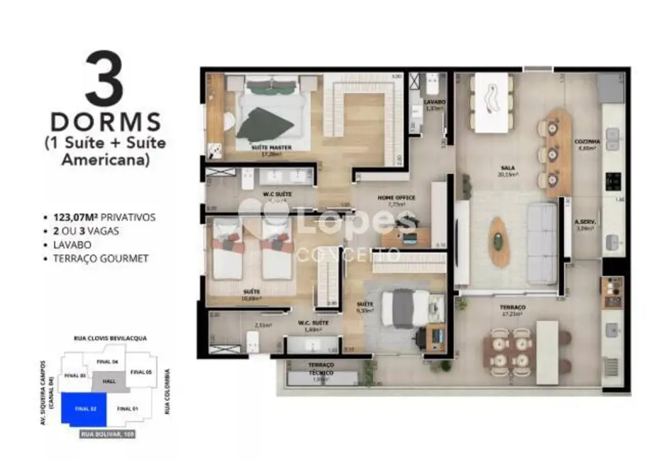 Apartamento com 3 quartos à venda, 123m2 em Boqueirão, Santos - SP - imagem 3 Foto 3 de Apartamento com 3 quartos à venda, 123m2 em Boqueirão, Santos - SP