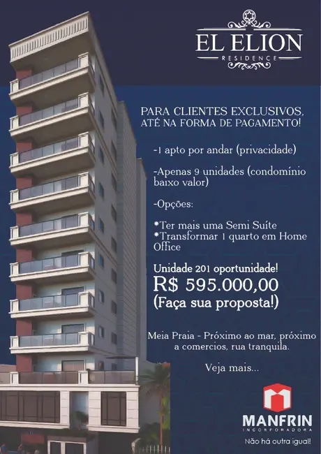 Foto 1 de Apartamento com 3 quartos à venda, 94m2 em Meia Praia, Itapema - SC