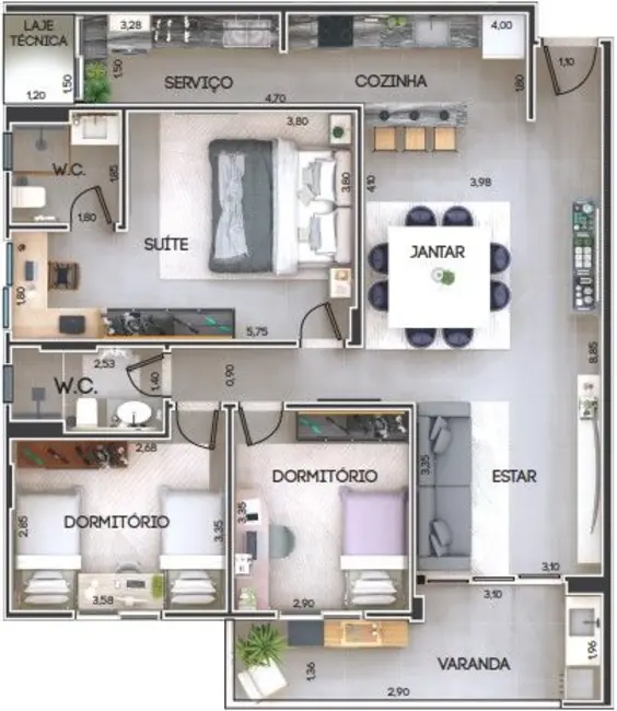 Foto 2 de Apartamento com 3 quartos à venda, 111m2 em Jardins, Aracruz - ES