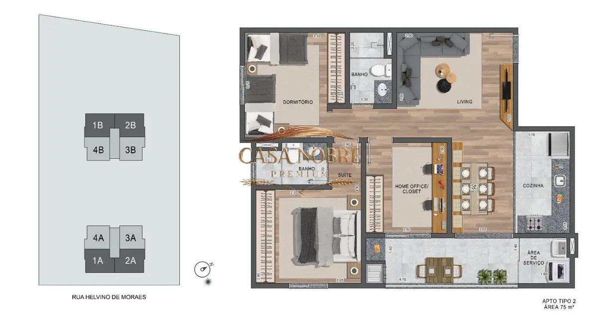 Foto 3 de Apartamento com 2 quartos à venda, 64m2 em Vila São José, Taubate - SP