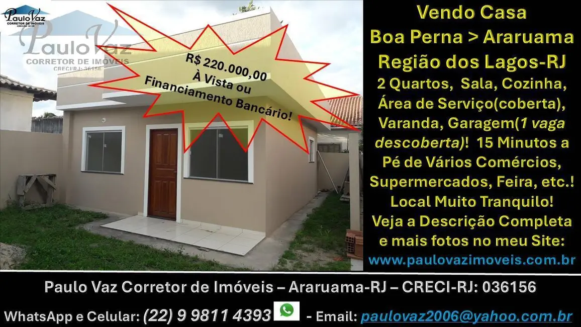 Foto 1 de Casa com 2 quartos à venda, 150m2 em Araruama - RJ