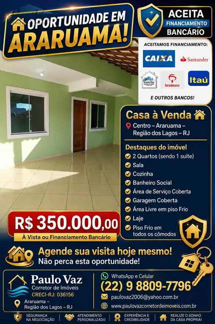 Foto 1 de Casa com 2 quartos à venda, 200m2 em Centro, Araruama - RJ