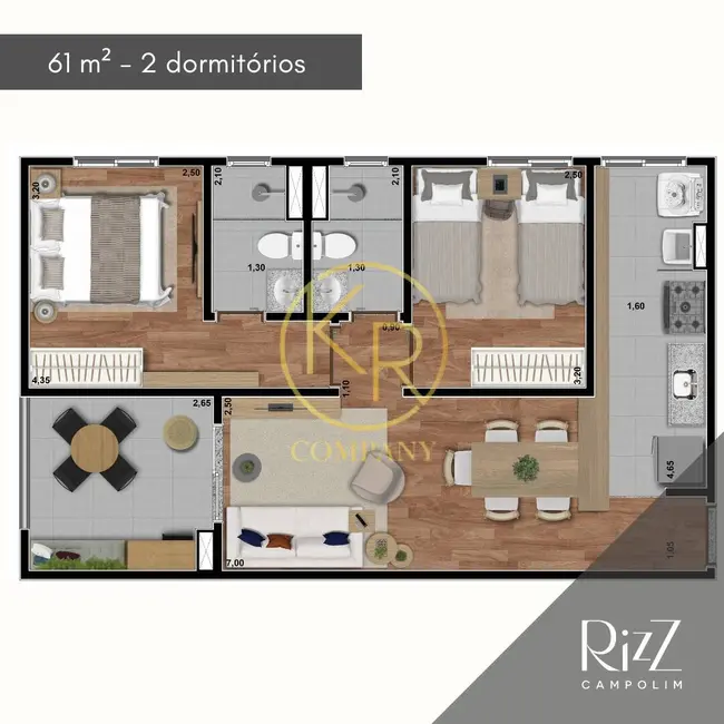 Apartamento com 2 quartos à venda, 57m2 em Parque Campolim, Sorocaba - SP - imagem 5 Foto 5 de Apartamento com 2 quartos à venda, 57m2 em Parque Campolim, Sorocaba - SP