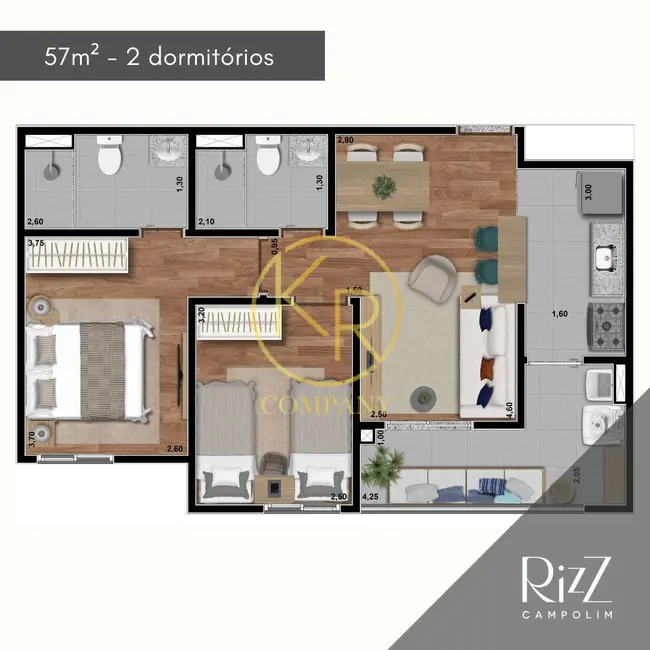 Apartamento com 2 quartos à venda, 57m2 em Parque Campolim, Sorocaba - SP - imagem 6 Foto 6 de Apartamento com 2 quartos à venda, 57m2 em Parque Campolim, Sorocaba - SP