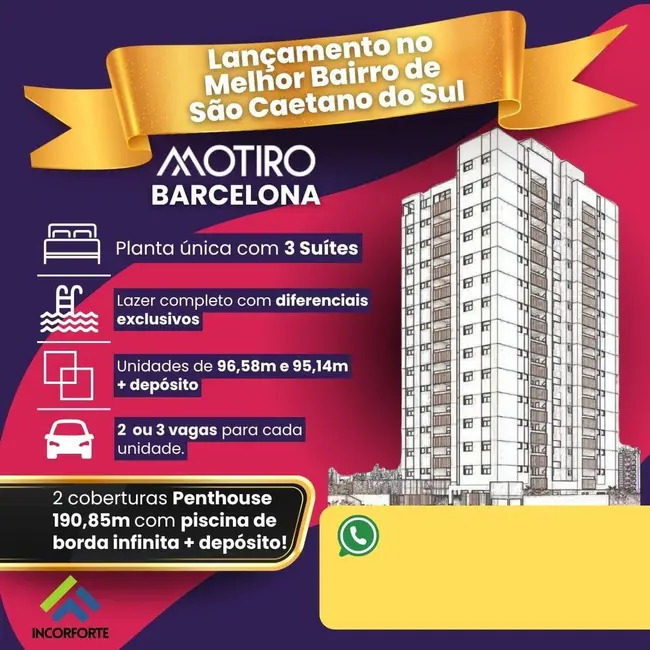 Foto 1 de Apartamento com 3 quartos à venda, 98m2 em Barcelona, Sao Caetano Do Sul - SP
