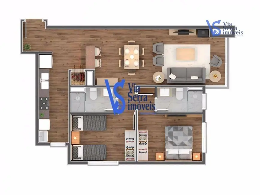 Apartamento com 2 quartos à venda, 70m2 em Gramado - RS - imagem 5 Foto 5 de Apartamento com 2 quartos à venda, 70m2 em Gramado - RS