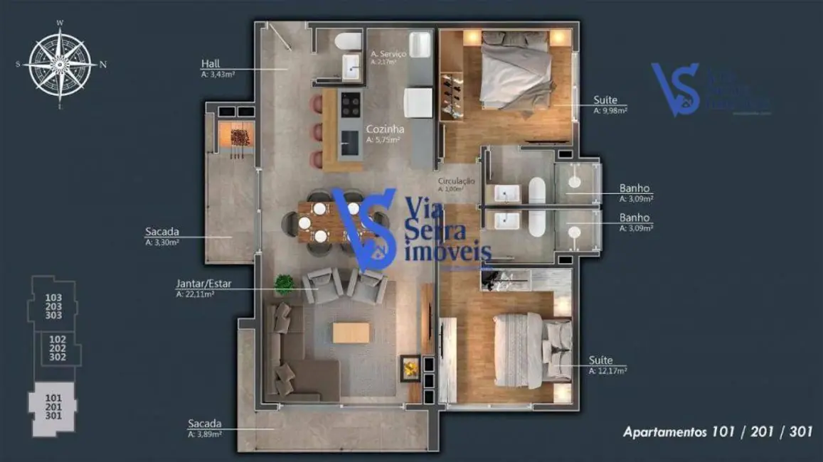 Apartamento com 2 quartos à venda, 83m2 em Centro, Canela - RS - imagem 9 Foto 9 de Apartamento com 2 quartos à venda, 83m2 em Centro, Canela - RS