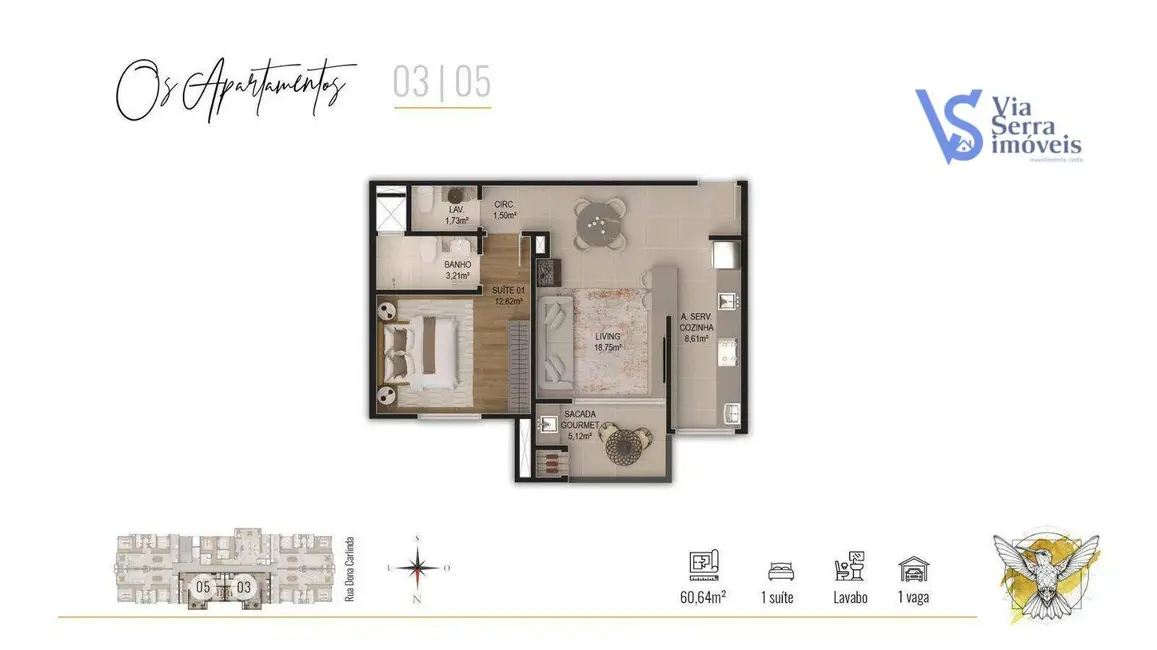 Foto 4 de Apartamento com 1 quarto à venda, 60m2 em Centro, Canela - RS